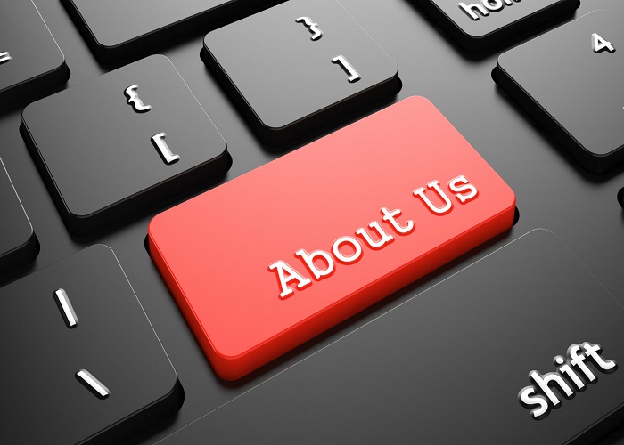 About Us on Red Keyboard Button.
